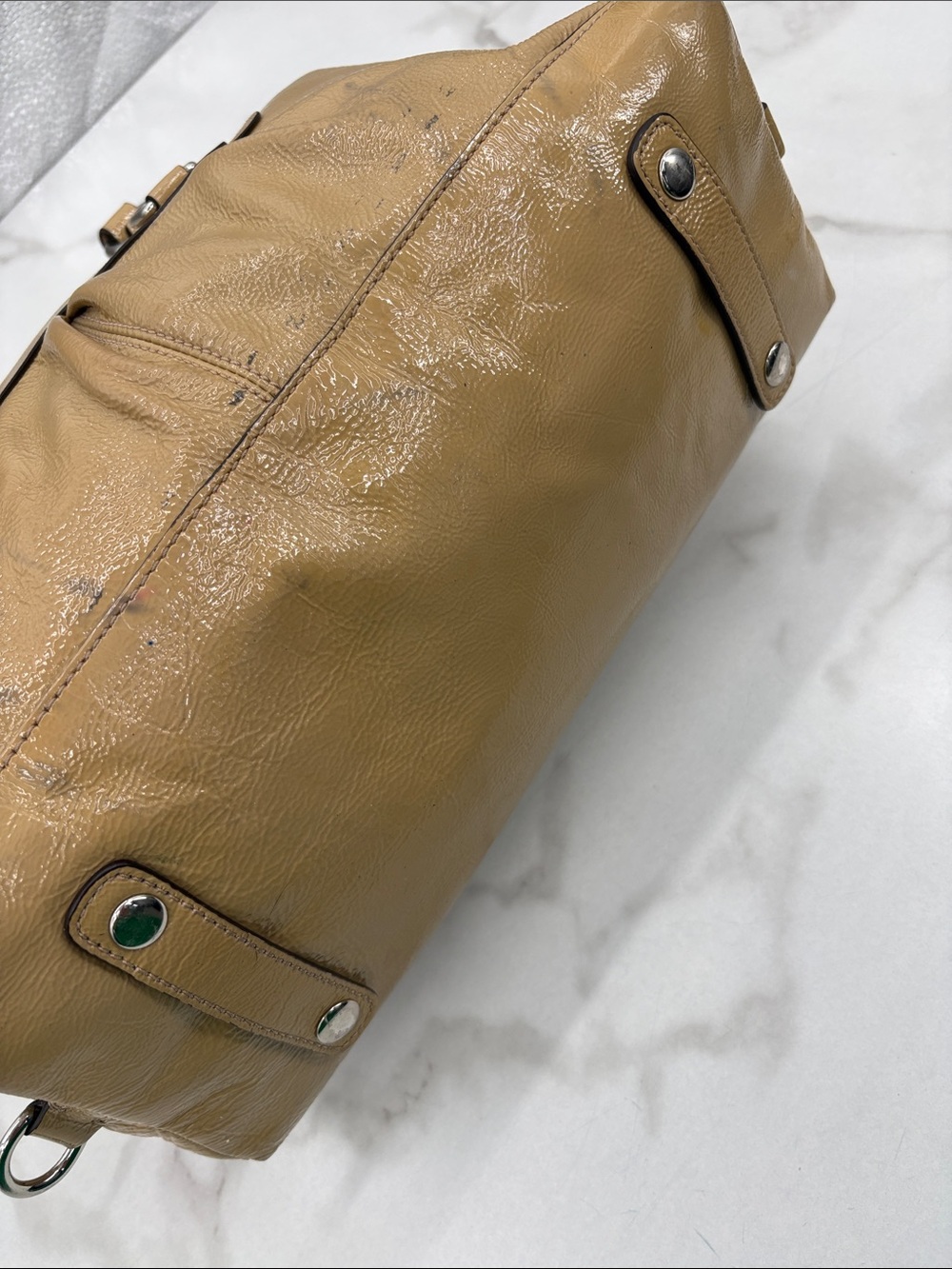 Coach Beige/Tan Leather Shoulder Satchel with Removable Strap - Picture 7 of 11